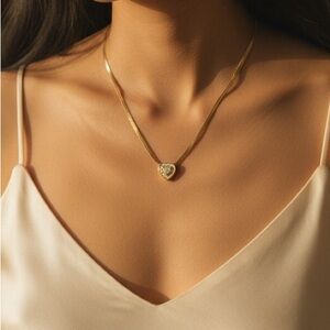 Vintage Christian Dior Gold Necklace with CZ Heart Gemstone